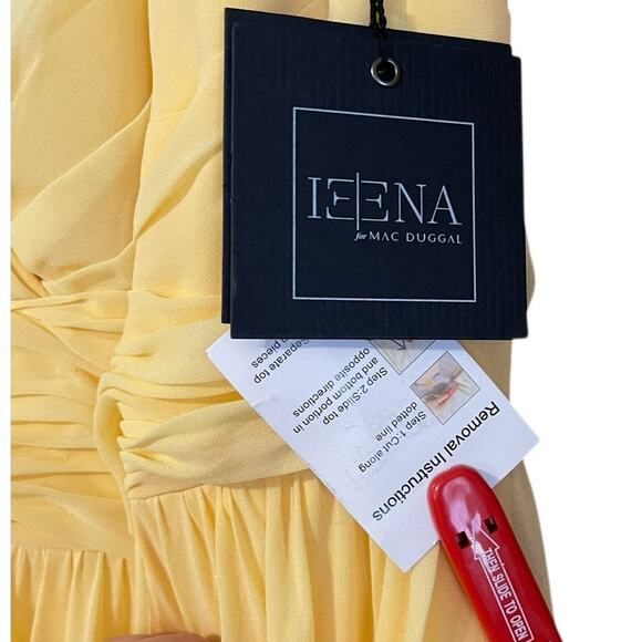 Mac Duggal NWT 20 Style A 55793 Chiffon Faux Wrap A Line Gown Buttercup Yellow - Picture 4 of 7